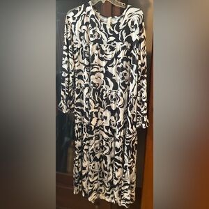 Brand New Celeste Black & White Long Sleeve Dress